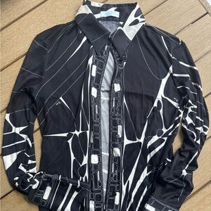 Emilio Pucci Black and White Geometric Blouse